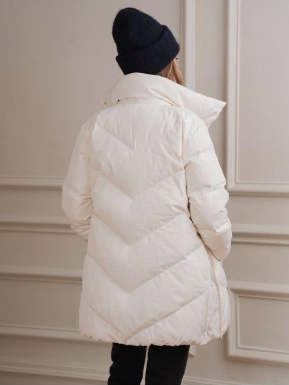 NWT Seraphine Maternity Adora size 6 white chevron puffer coat babywearing - Picture 4 of 15